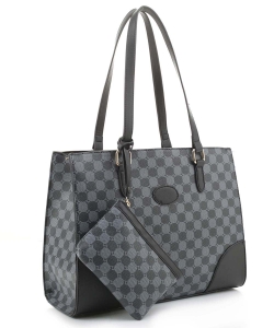 Fashion 2in1 Monogram Satchel Bag JUW-30148 BLACK